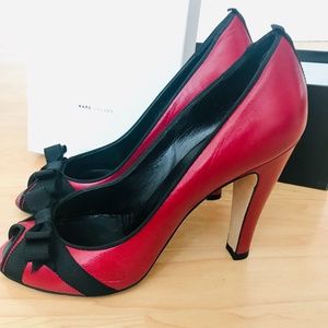Marc Jacobs Peep-Toe Pumps | Ruby Red | Size: 8